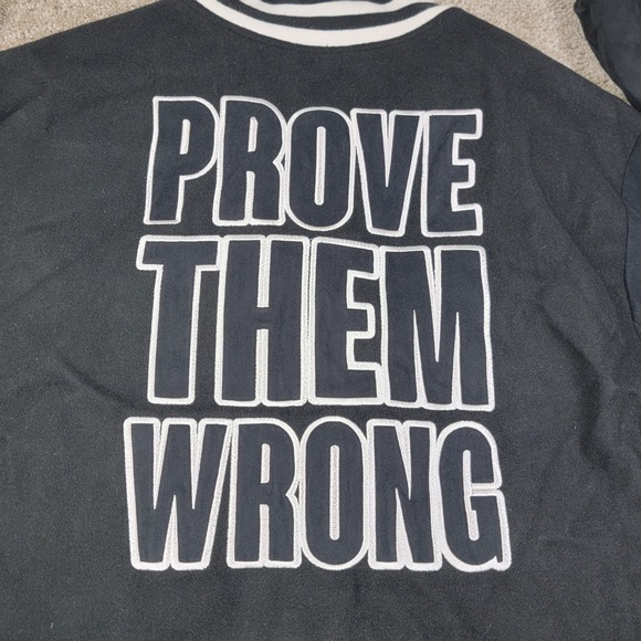 Sean John Other - Sean John Men's Black Letterman Jacket 1 SJ Logo Varsity Snap Button Size 3XL